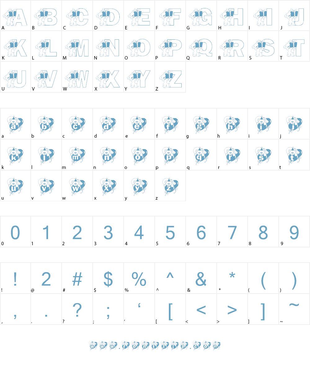 KG BDAY BEAR Font Character